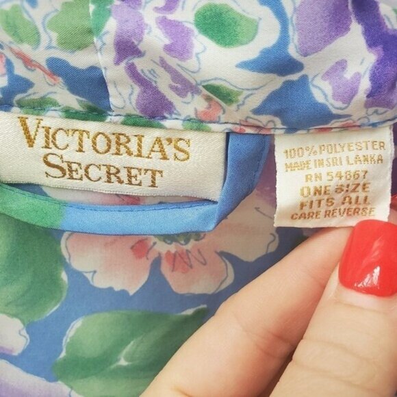 VINTAGE 90's Victoria's Secret Kimono Robe Duster Floral Print Y2K - Picture 2 of 10